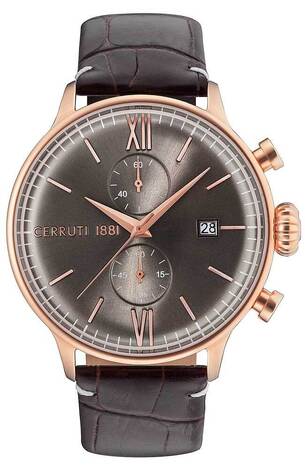 CERRUTI DERVIO ROSE GOLD BROWN LEATHER CHRONOGRAPH