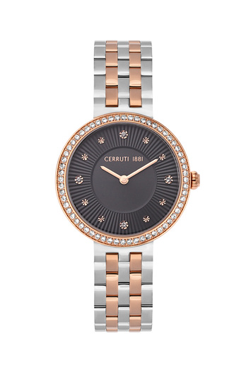 CERRUTI VALFLORIANA CRYSTALS TWO TONE STAINLESS STEEL BRACELET