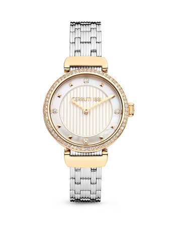 CERRUTI MAIRA CRYSTALS TWO TONE STAINLESS STEEL BRACELET