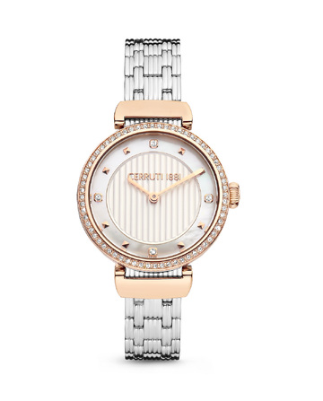 CERRUTI MAIRA CRYSTALS TWO TONE STAINLESS STEEL BRACELET